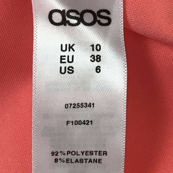 ASOS Tiered Ruffle Coral Strapless Dress Sz 6 - Picture 5 of 7